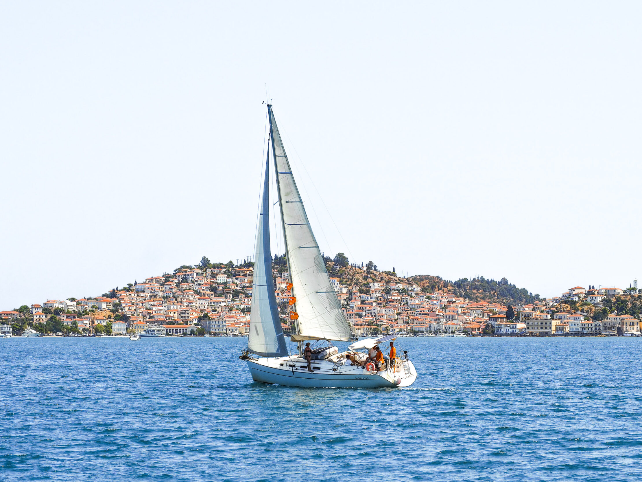 Sailing yacht near Poros, Greece